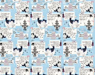 蓝底报纸风动物图案背景