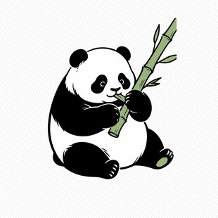 熊猫抱竹憨态可掬