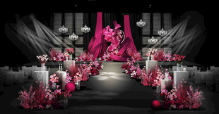 粉色系浪漫婚礼现场布置