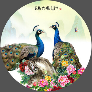 国画孔雀牡丹图