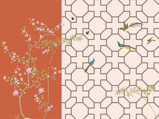 新中式花鸟背景墙