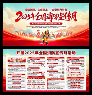 2025年全国消防宣传月展板