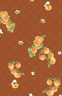 橘色背景水果图案纹理