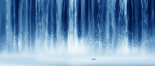 瀑布山水画背景墙