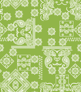 绿色底纹几何花卉图案