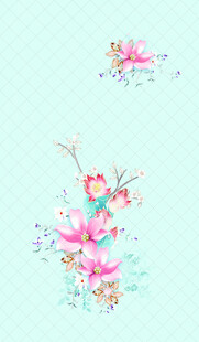 手绘粉色花卉装饰图案