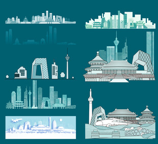 北京景点建筑城市旅游剪影地标志