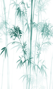 水墨竹子玄关画