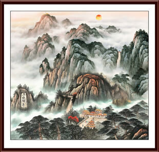 泰山日出办公室挂画