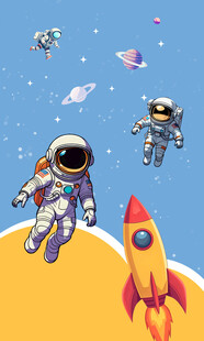 宇宙星球卡通宇航员太空背景