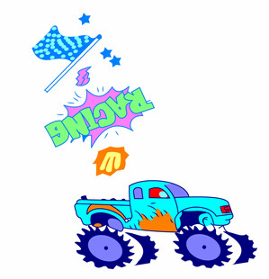 卡通炫酷越野卡车插画