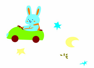 兔子驾车畅游 星空