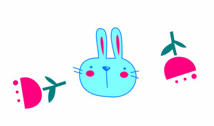 可爱兔子与花朵插画