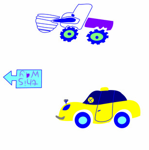 出租车与机械元素示意图标