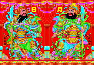 传统 门神 中国风彩色 画像