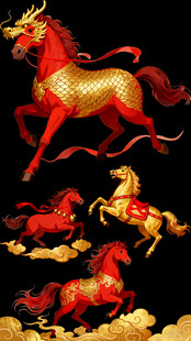 奔腾的中式龙马形象