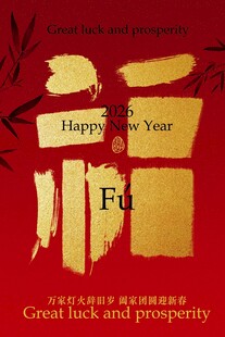 红色新年祝福复古海报