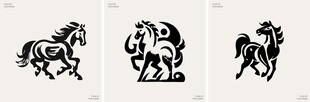 三幅独特风格的马图案