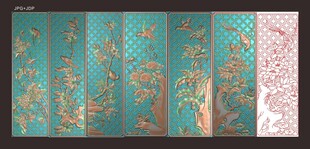 花鸟屏风浮雕