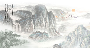 国画山水背景墙