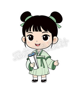 可爱古装少女手持书卷