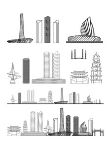 福州景点建筑城市旅游剪影地标志