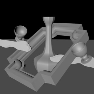 八棱瓶装饰画白模型C4D