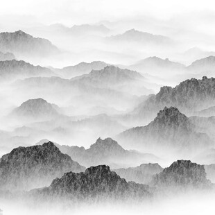 水墨群山云雾缭绕