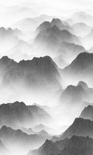 水墨群山云雾缭绕之景