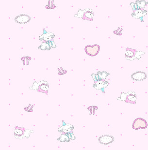 数码印花梦幻粉色卡通 