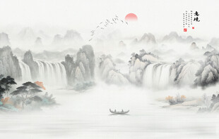 新中式水墨山水画