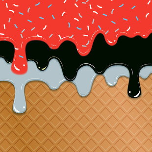 甜美的冰淇淋糖霜滴落