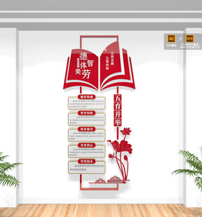 竖版德智体美劳校园文化墙