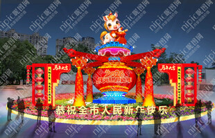 璀璨夜景中的大型节庆彩灯