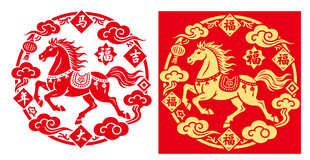 马年剪纸窗花