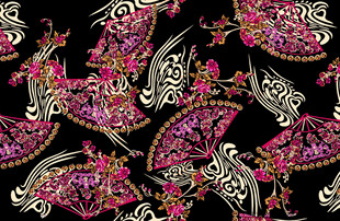 绚丽多彩民族风花卉图案