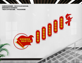 五个引领楼梯文化墙