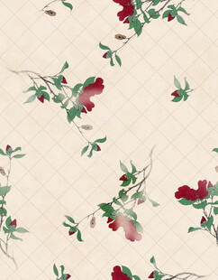 中式花卉图案布料纹理