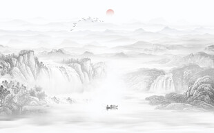 中式山水屏风画