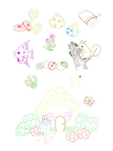 手绘多彩卡通图案元素