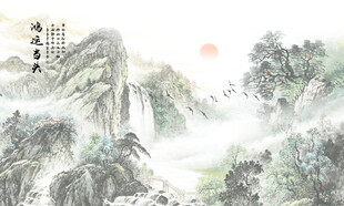 国画水墨山水风景画