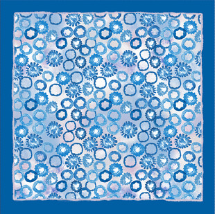 蓝色圆圈图案装饰丝巾方巾