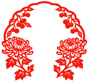 中式菊花花纹镂空装饰