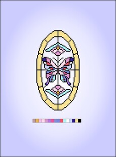 彩色蝴蝶图案的椭圆装饰像素拼豆