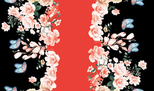 双边定位花  玫瑰花  蝴蝶花