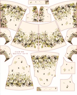 复古花卉图案纸样设计