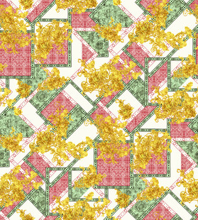 多彩几何花卉拼接图案