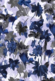 大牌蓝紫色花卉图案