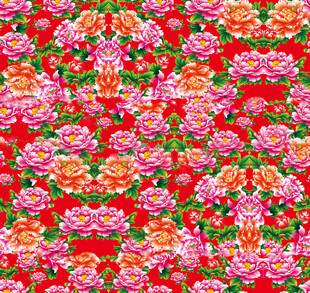 红色繁花图案
