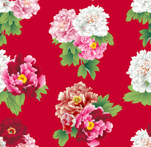 红色底花卉图案精美壁纸